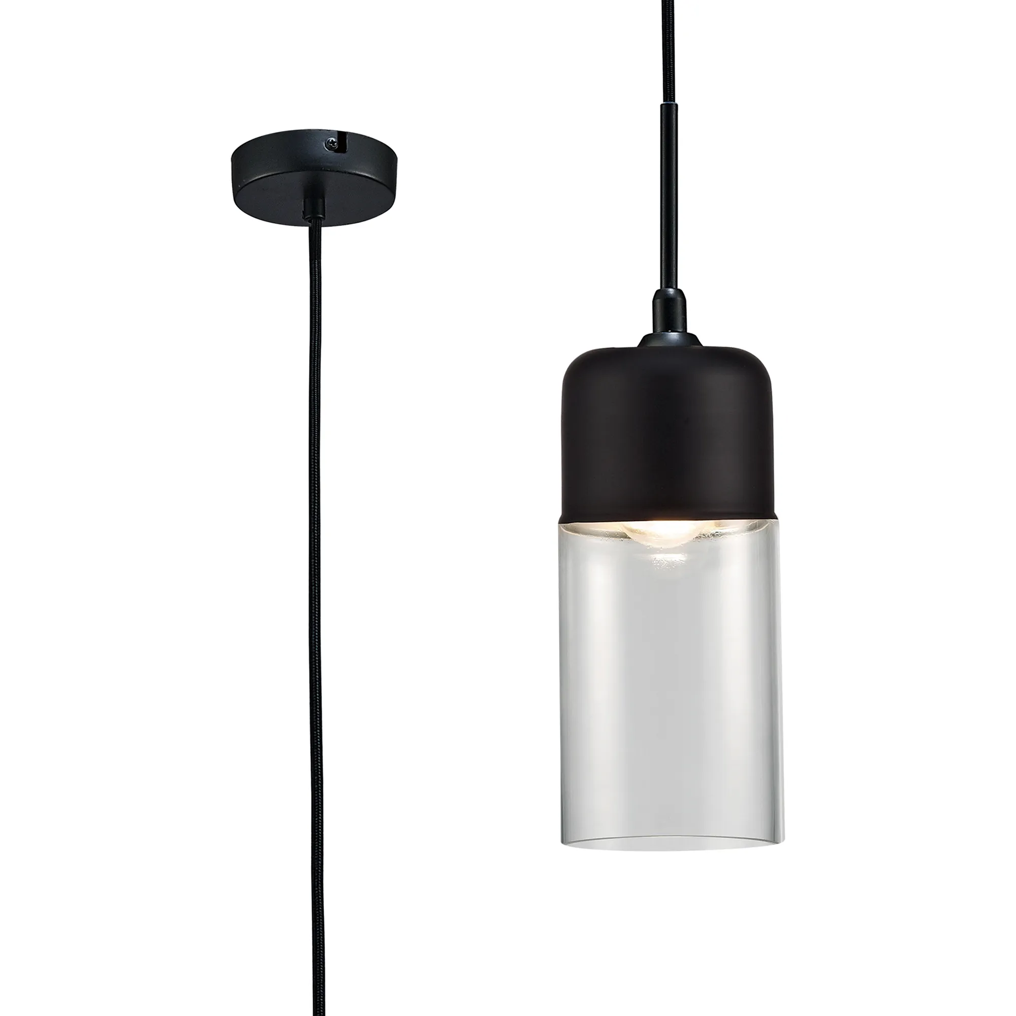 D0112  Mia Glass Pendant 1 Light Black